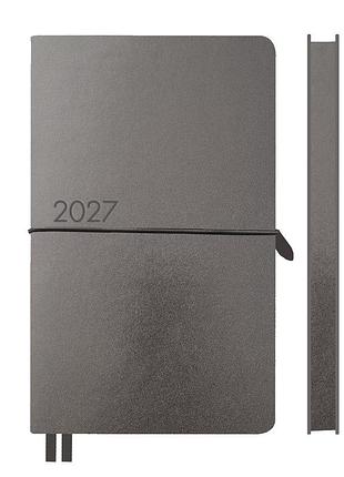 Щоденник діловий leo planner glory 12х20 cм датований 2027 м‘який темно-сірий металік 352 сторінки