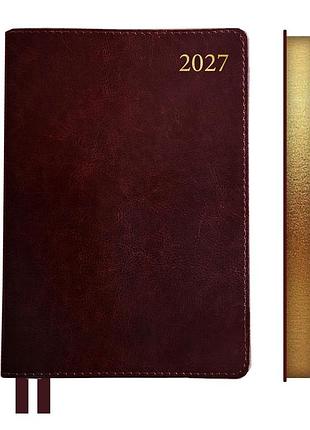 Щоденник діловий leo planner aldento а6 датований 2027 інтегральний коричневий 352 сторінки