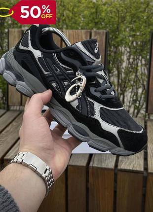 Кроссовки asics gel nyc асикс гел ник из натуральной замши черные графит для мужчин на каждый ден топ качество