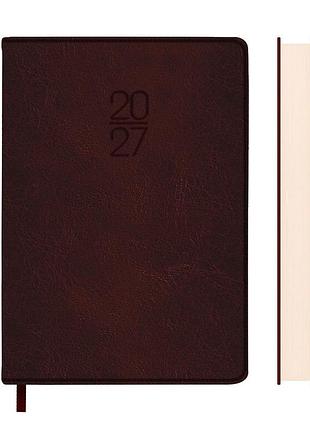 Щоденник діловий leo planner vector a5 датований 2027 твердий коричневий 368 сторінок