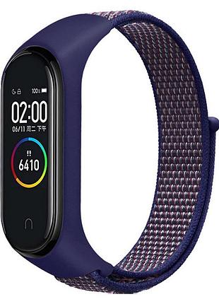 Ремешок nylon new для xiaomi mi band 3/4/5/6/7 navy blue
