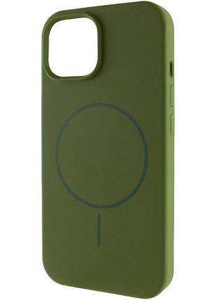 Чохол silk full protective (aa) no logo with magnetic fit для apple iphone 12 pro max (6.7") зелений / dark olive