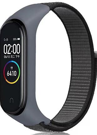 Ремешок nylon new для xiaomi mi band 3/4/5/6/7 gray