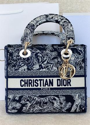 Жіноча сумка christian dior lady d-lite синій тигр
