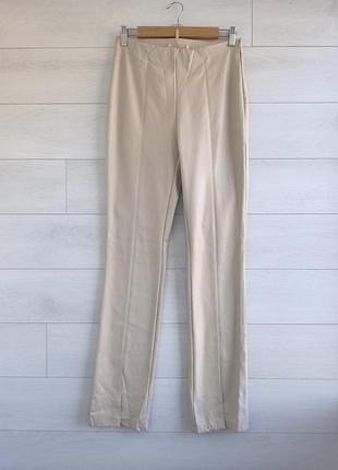 Брюки из экокожи h&amp;m eur 38 - 40 р. ru 10 - 12 р. утепленные/флисные бежевые/молочные с разрезами кожаные/кожа/еко кожа/лосины/леггинсы/длины/длин