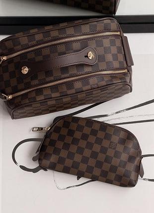 Женская косметичка louis vuitton dopp kit коричневый в клетку
