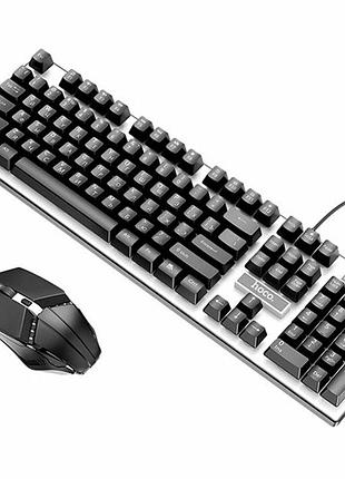 Ігрова клавіатура та миша hoco gm18 чорний usb 104 кнопки rgb підсвітка мембранні клавіші