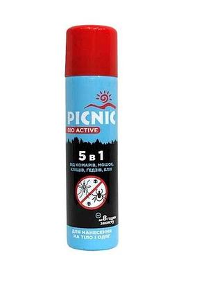 Аэрозоль от комаров и клещей picnic bio active 5в1 125мл тм picnic