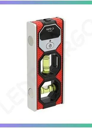 Уровень магнитный с лазером yato 12x5x2 см 20м двухкапсульный горизонтальный вертикальный sku_yt-30352