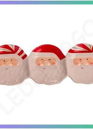 Фарфорове блюдо для закусок santa claus 33,5×12,5 см новорічне сервировочне для святкового столу sku_luggicr-1-33