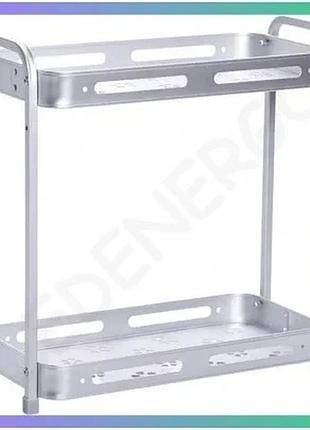 Двухъярусная полка для ванной алюминиевая 34×16×35 см для хранения косметики и гигиенических средств sku_luggihp-46-4