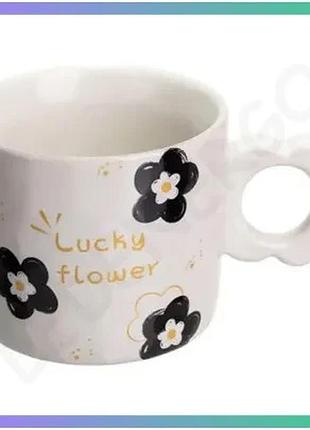 Чашка для чая и кофе порцеляновая lucky flower 250 мл с цветочным дизайном для подарка sku_luggifm-14d