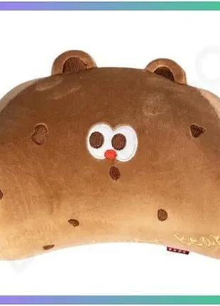 Подушка cookie bear для путешествий коричневая ортопедическая подголовник для шеи и спины sku_luggihp-56-2br