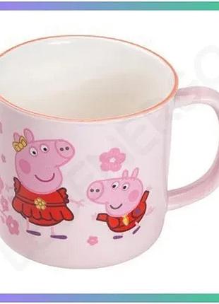 Кружка порцеляновая peppa pig 400 мл розовая для детей чашка для горячих и холодных напитков sku_luggihp-15-13