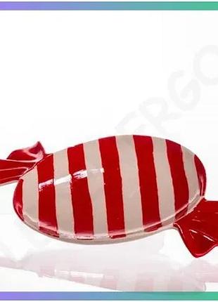 Новогодняя фарфоровая тарелка в форме конфеты 15,5 см для десертов и закусок праздничная sku_luggicr-1-25
