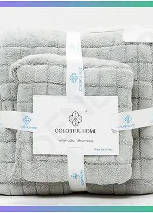 Комплект полотенец 2 штуки 70х140 см 35х75 см из микрофибры серый colorful home для дома и спорта sku_luggi501-221-tj-60g