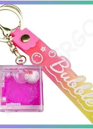 Брелок hello kitty cube акриловий рідкий ефект 4х4,5 см для ключів та сумки рожевий для підлітків sku_luggihp-55-33kv
