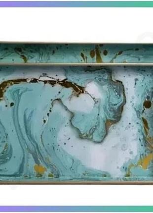 Набір декоративних підносів turquoise 2 шт 40х30х4 см з ручками для сервірування та зберігання предмет sku_luggihp-hk-b9