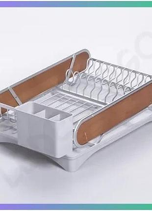 Сушарка для посуды алюминиевая с пластиковым поддоном 47x29x13 см для кухни органайзер для тарелок sku_luggihp-46-9-a