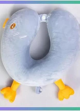 Подушка для шеи duck u-образная голубая мягкая ортопедическая для путешествий и отдыха sku_luggihp-56-4bl