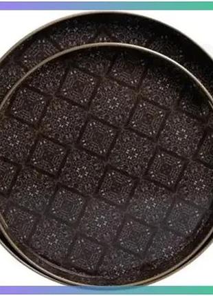 Декоративные подносы black spirit 2 штуки 37 см и 32,5 см черные для сервировки стола и декора sku_luggihp-hk-b3