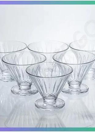 Набор креманок на ножке fluted sundae 6 штук 180 мл стеклянные для десертов и сладостей sku_luggihp-17-54