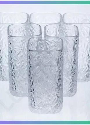 Набор стеклянных стаканов matrix glass 6 штук 245 мл квадратные для напитков прозрачные sku_luggihp-17-46
