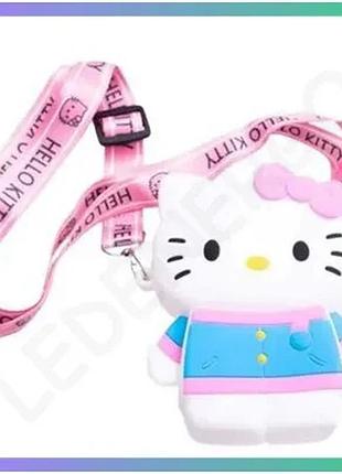 Детская силиконовая сумочка hello kitty 13 см белая для девочки с регулируемым ремешком sku_luggihp-55-1w