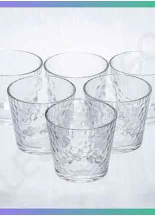 Набор стеклянных стаканов для напитков textured tumbler 6 штук 140 мл рельефные для дома и кафе sku_luggihp-17-17