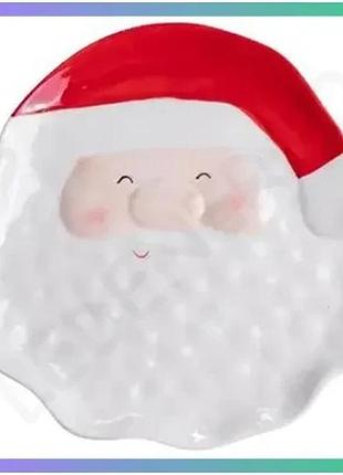 Блюдо новорічне santa claus 21х21,5 см порцелянове для закусок і десертів сервірувальне фігурне sku_luggicr-1-32