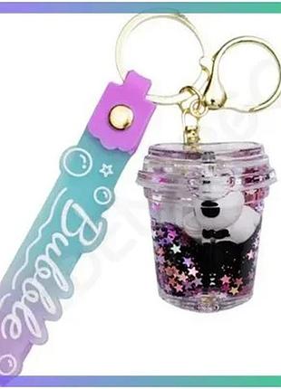 Брелок с блестками panda cup 5x5 см для ключей и сумки пластиковый детский яркий аксессуар sku_luggihp-55-31col