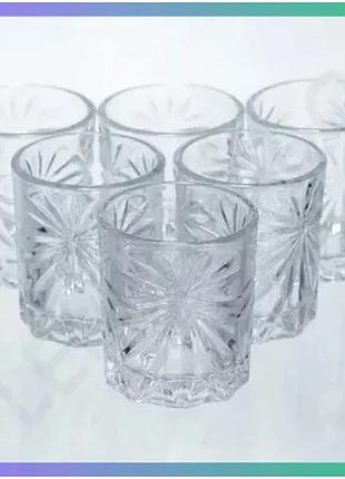 Набор рюмок для настоек rocks glass 6 штук 75 мл с рельефным узором для крепких напитков sku_luggihp-17-8