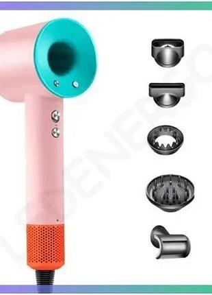 Фен-стайлер для волос magic hair supersonic 5 в 1 1600 вт 5 насадок розовый для укладки и сушки волос sku_luggiph770pbl