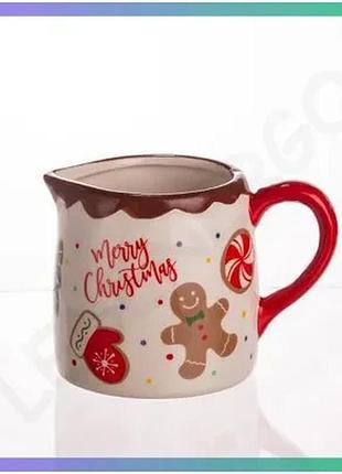 Порцеляновий молочник merry christmas 350 мл білий для подачі молока та соусів висота 9 см sku_luggicr-1-43