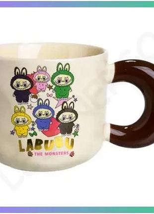 Чашка порцеляновая labubu the monsters 400 мл для детей белая оригинальная кружка на подарок sku_luggifm-21b
