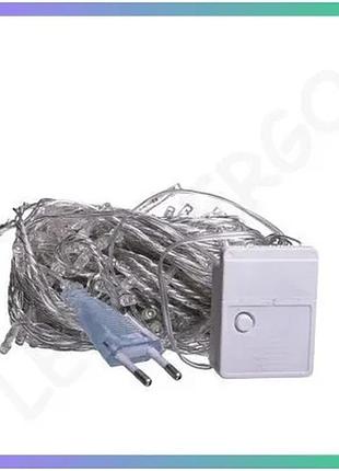 Світлодіодна гірлянда 220 led 22 м білий провід біле свічення для новорічного декору та освітлення sku_luggiw220led22mww