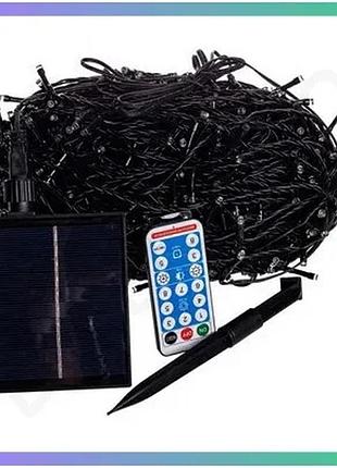 Новорічная вуличная гірлянда 50 м 500 led с солнечной батареей черный провод мультиколор для декора sku_luggisb500l50mbml