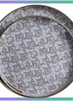Набір декоративних підносів vintage 2 шт 37 см 32,5 см з ручками для сервірування та декору sku_luggihp-hk-b5