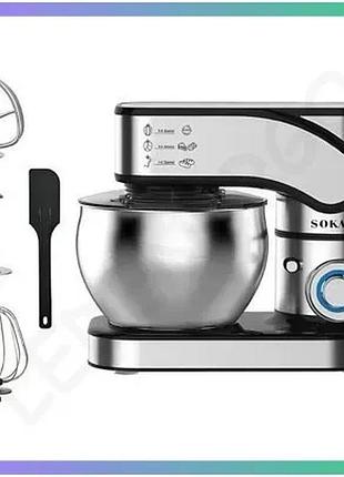 Планетарный миксер sokany sk-05015 2000 вт чаша 8,5 л 6 режимов для теста и кремов sku_luggisk-05015