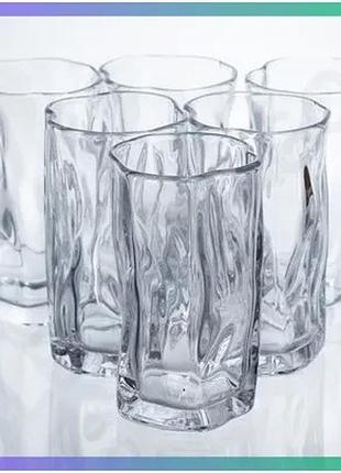 Набір склянок для напоїв crinkle glass 6 штук 270 мл високі прозорі стакани для води та соку sku_luggihp-17-62
