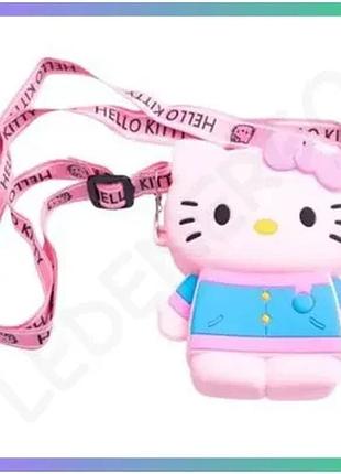Детская силиконовая сумочка hello kitty 13 см розовая для девочки с регулируемым ремешком sku_luggihp-55-1p