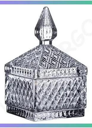 Скляна цукерниця з кришкою квадратна 8,5х8,5х15 см прозора для солодощів та частувань sku_luggihp-yh-41