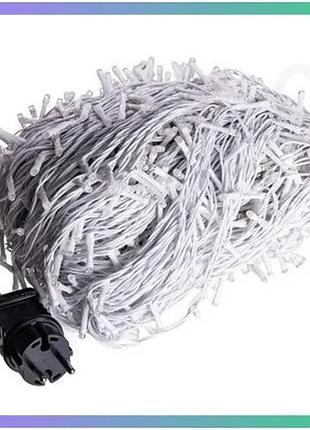 Світлодіодна гірлянда різдвяна фея 100 м 1000 led білий провод для вулиці та інтер'єру 8 режимів освіт sku_luggicf1000l100mww