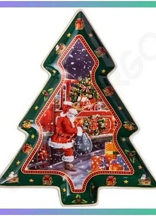 Новогоднее сервировочное блюдо для закусок santa 29х24х2 см из порцеляны с рождественским дизайном sku_luggihp-sdhk-18