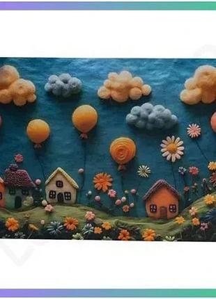 Килимок діатомітовий 3d ефект whimsical village 58х38 см універсальний для ванної кухні та передпокою sku_luggihp-42-34