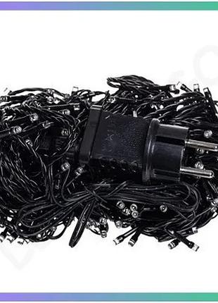 Світлодіодна гірлянда нитка 30м 300 led чорний провід для вулиці та кімнати новорічне оформлення sku_luggicf300l30mbw