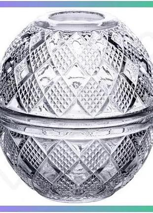 Серветница стеклянная круглая 17 см 15 см для стола с рельефным узором прозрачная sku_luggihp-4-110