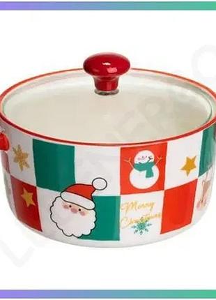 Порцелянова супниця christmas 800 мл з кришкою червона для подавання супів і гарнірів стильний посуд sku_luggifm-cs-9c