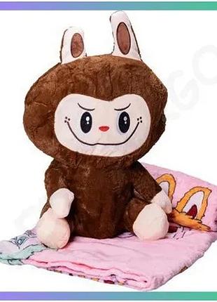 Мягкая игрушка-плед подушка 3 в 1 лабубу 50 см коричневая для детей тм colorful home sku_luggilab2br