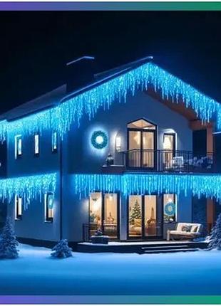Світлодіодна гірлянда бахрома 50м 840 led чорний провід синій для новорічного оформлення вулична гірля sku_luggi50mbbl